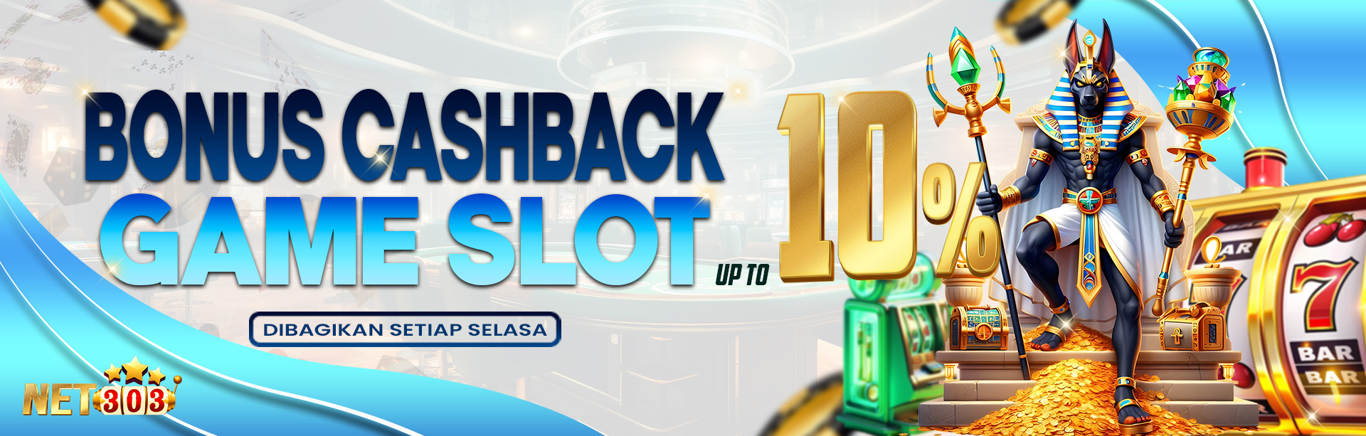 BONUS CASHBACK SLOT UP TO 10%. DIBAGIKAN SETIAP HARI KAMIS S&K BERLAKU.	